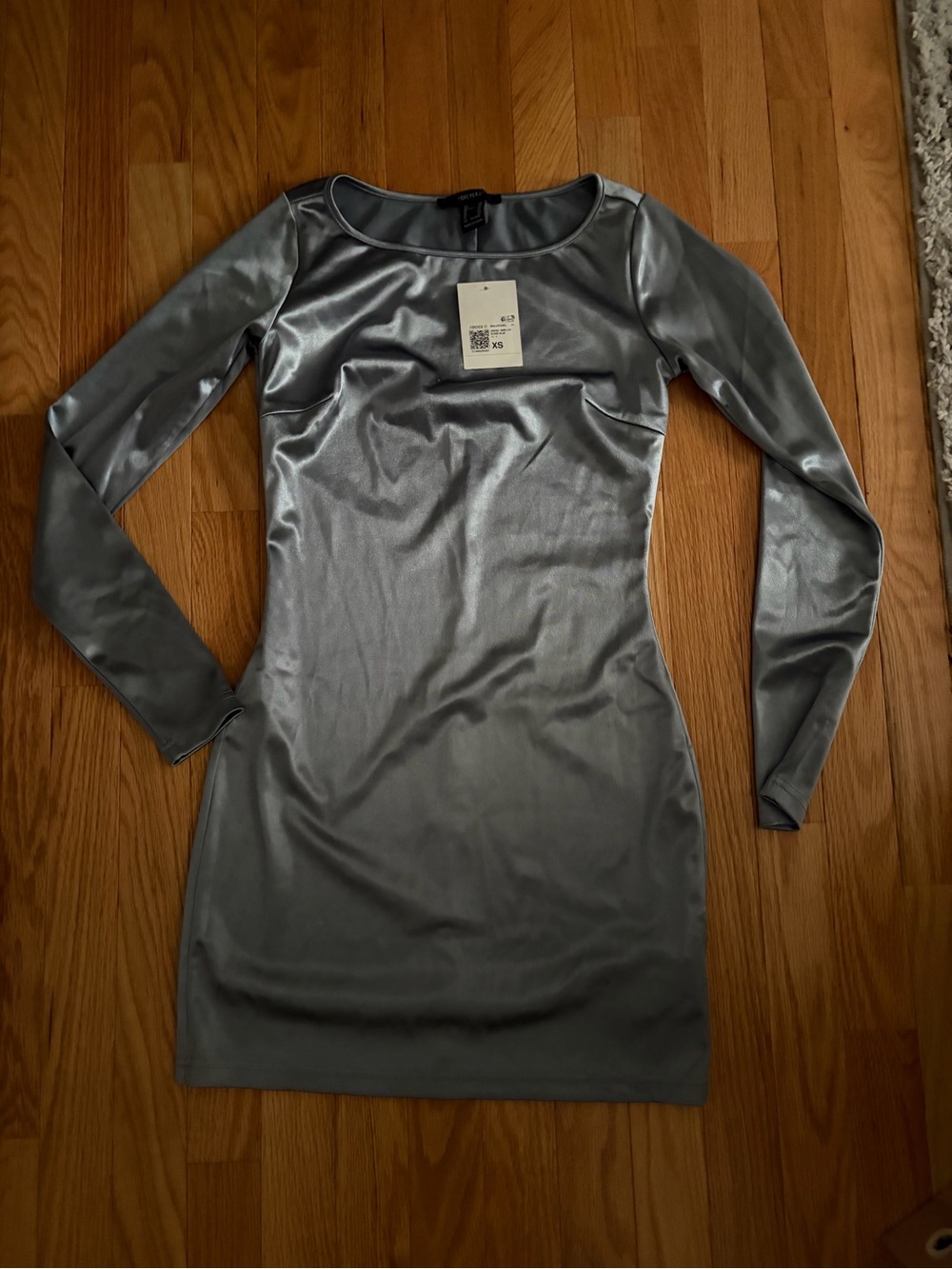 Long Sleeve Metallic Silver Bodycon Dress - Forever 21